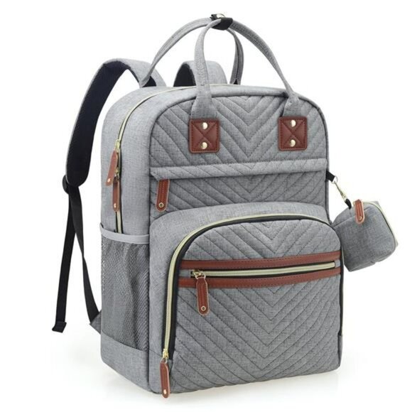 Tuwubi Diaper Bag Backpack Baby Travel Tote Waterproof Stroller Straps Grey - Picture 1 of 7
